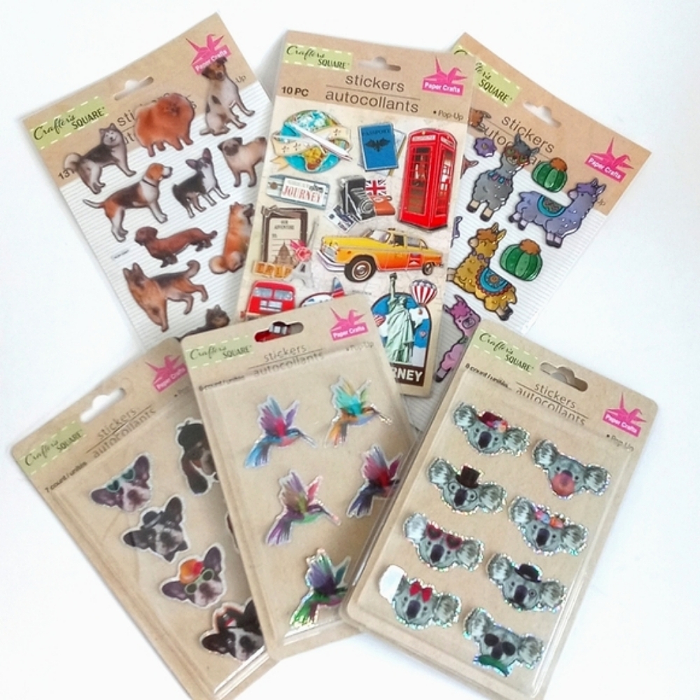 7 Packs Crafters Corner Stickers (40 + Stickers) Llamas Dogs Kolas Craft Book